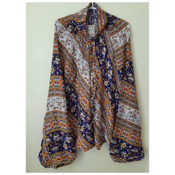 (B4)100% Rayon Harem Pants (Elephants&Flowers Prt)